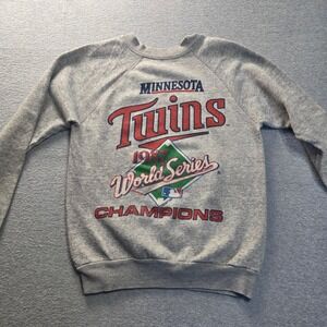 Vintage Minnesota Twins 1987 World Series Champions Mens M Gray Sweatshirt Artex